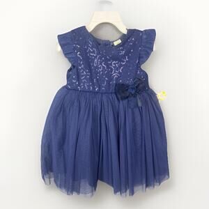 Little Me Dress Girls Sz 2T Blue Sequins Tulle Lined Dressy Holiday Party NWT